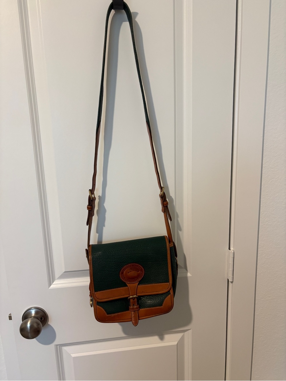 Dooney & Bourke Green and Brown Leather Crossbody Bag